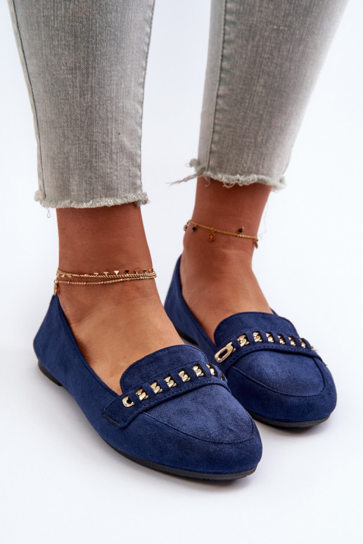 Mocassins scintillants avec chaînes en Aredilla bleu foncé