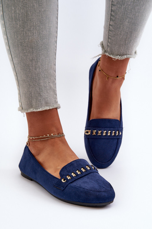 Mocassins scintillants avec chaînes en Aredilla bleu foncé