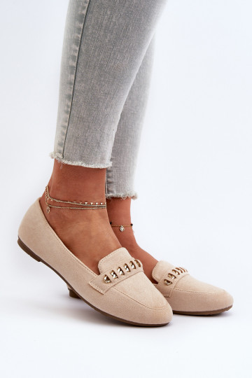 Mocassins scintillants avec chaînes en beige Aredilla 2