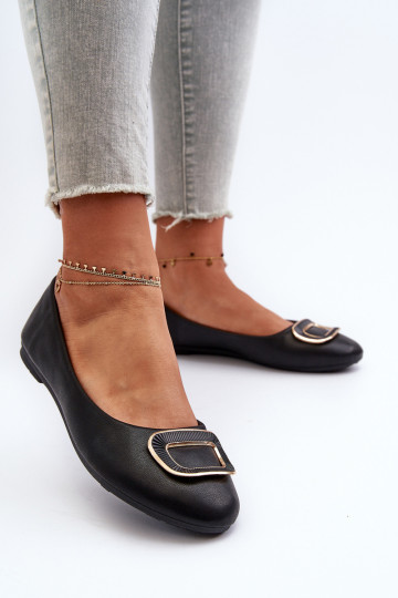 Ballerines avec ornements en simili cuir noires Enicoria