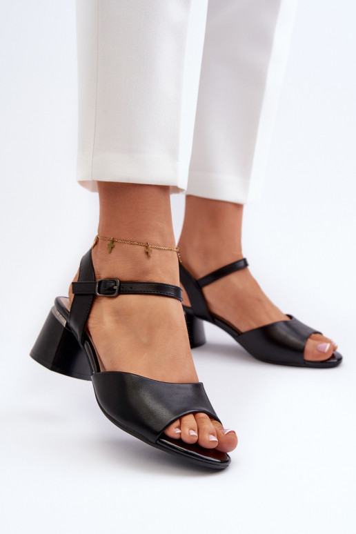 Sandales pour femmes à talon bas Eko Sergio Leone SK876 couleur noir