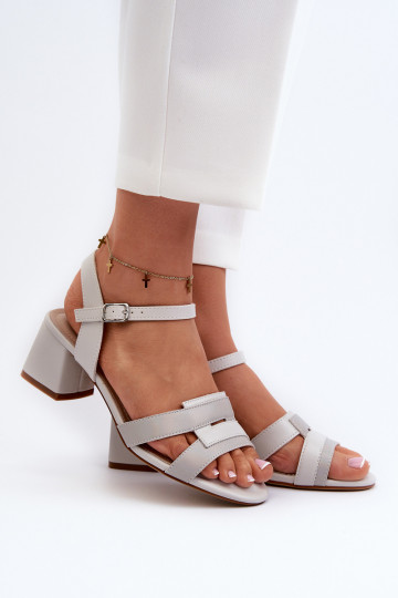Sandales à talons pour femmes en cuir écologique Sergio Leone SK894 couleur gris 2