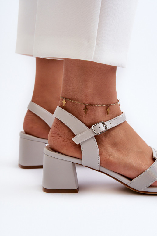 Sandales à talons pour femmes en cuir écologique Sergio Leone SK894 couleur gris