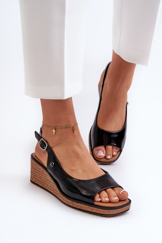 avec effet laqué Sandales plateforme Sergio Leone SK301 couleur noir