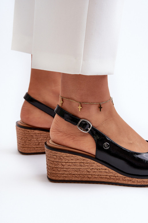 avec effet laqué Sandales plateforme Sergio Leone SK301 couleur noir