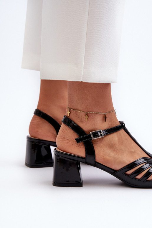 avec effet laqué Sandales à talons hauts élégantes Sergio Leone SK880 couleur noir