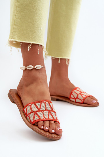 Tongs pour femmes à talons larges de couleur orange Traivea 2