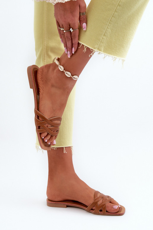 Chaussons pour femmes Eko à talons larges couleur marron Moldela