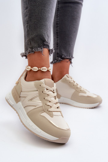 Chaussures modèle baskets en cuir écologique beige Kaimans