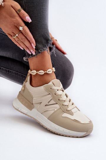 Chaussures modèle baskets en cuir écologique beige Kaimans 2