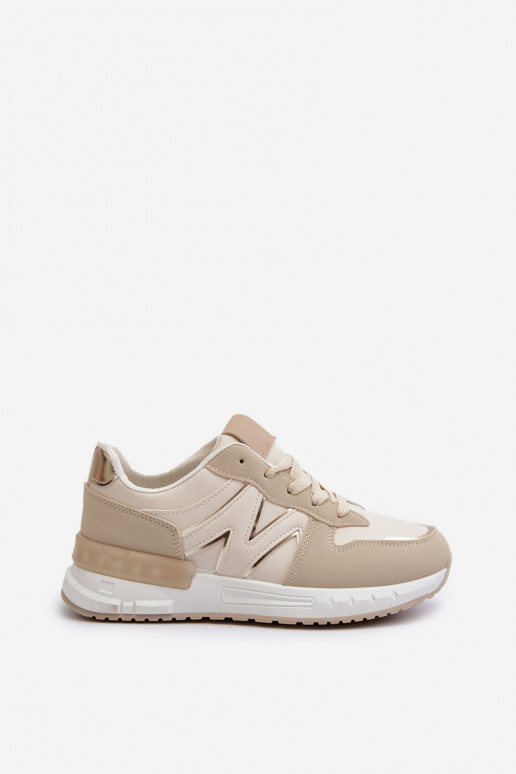 Chaussures modèle baskets en cuir écologique beige Kaimans
