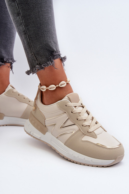 Chaussures modèle baskets en cuir écologique beige Kaimans