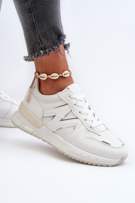 Chaussures modèle baskets en cuir écologique de couleur blanche Kaimans