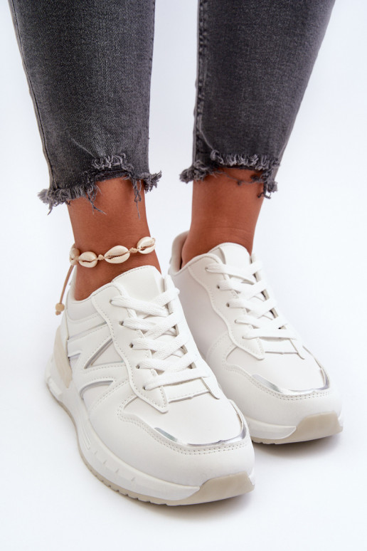 Chaussures modèle baskets en cuir écologique de couleur blanche Kaimans