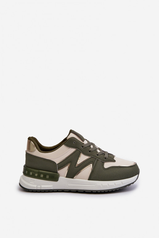 Chaussures modèle baskets en cuir écologique couleur vert Kaimans