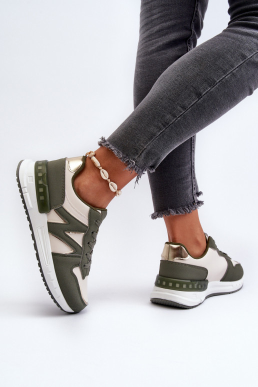Chaussures modèle baskets en cuir écologique couleur vert Kaimans