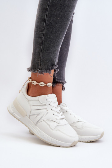Chaussures modèle baskets en cuir écologique de couleur blanche Vinelli 2