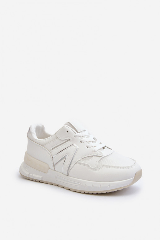 Chaussures modèle baskets en cuir écologique de couleur blanche Vinelli
