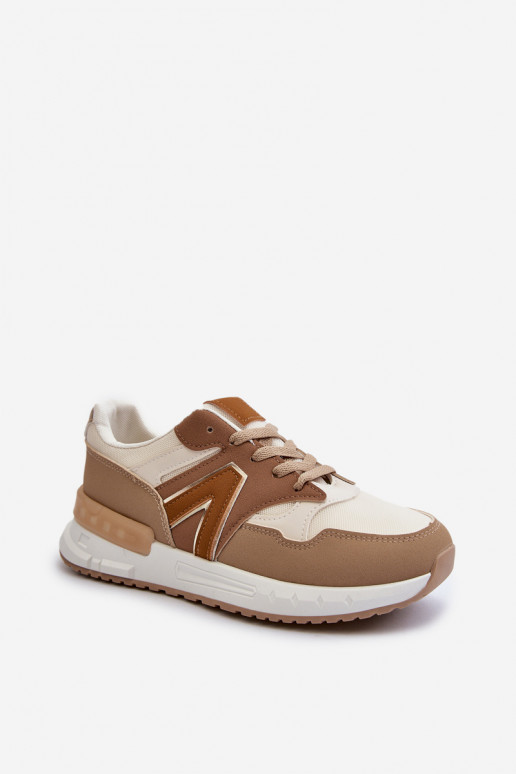 Chaussures modèle baskets en cuir écologique couleur marron Vinelli