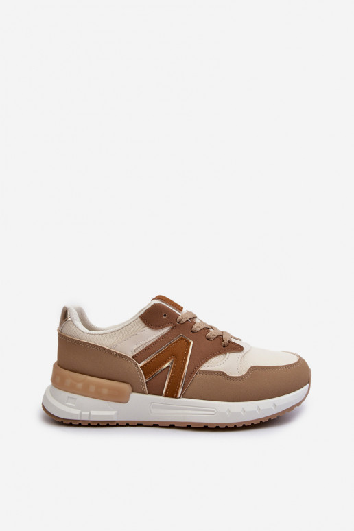 Chaussures modèle baskets en cuir écologique couleur marron Vinelli