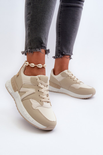 Chaussures modèle baskets en cuir écologique beige Vinelli