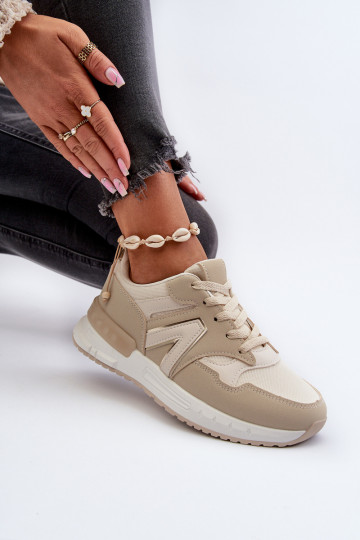 Chaussures modèle baskets en cuir écologique beige Vinelli 2