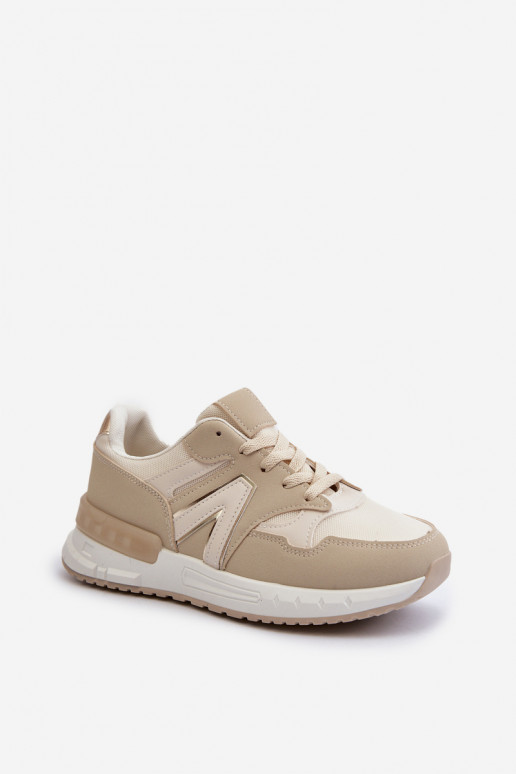 Chaussures modèle baskets en cuir écologique beige Vinelli