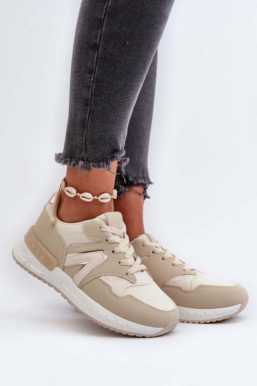 Chaussures modèle baskets en cuir écologique beige Vinelli