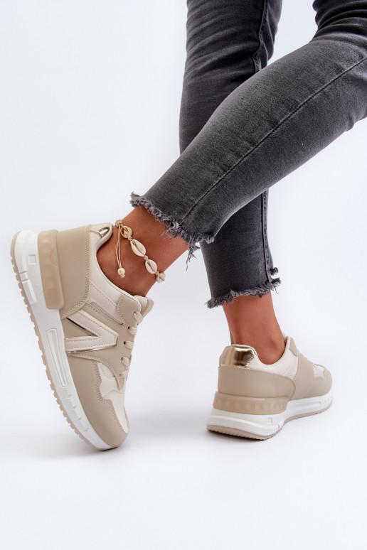 Chaussures modèle baskets en cuir écologique beige Vinelli
