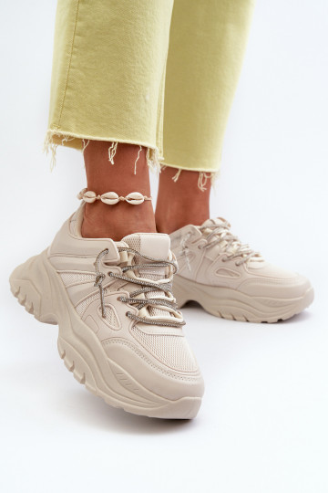 Baskets modèle chaussures à semelles massives tendance m beige Relissa