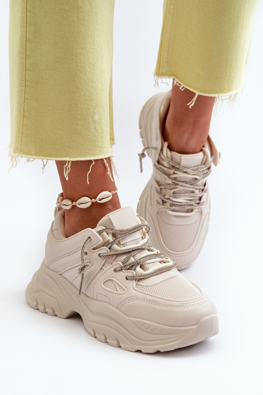 Baskets modèle chaussures à semelles massives tendance m beige Relissa