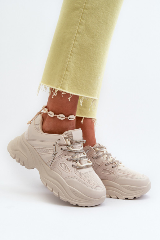 Baskets modèle chaussures à semelles massives tendance m beige Relissa