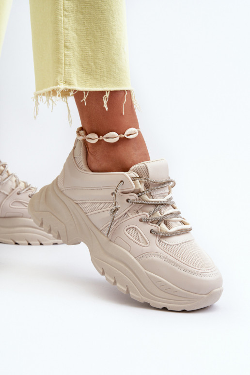 Baskets modèle chaussures à semelles massives tendance m beige Relissa