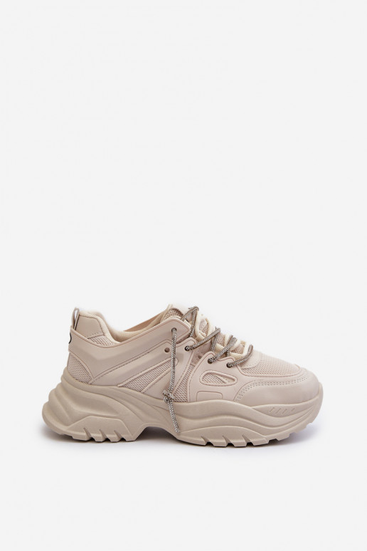 Baskets modèle chaussures à semelles massives tendance m beige Relissa