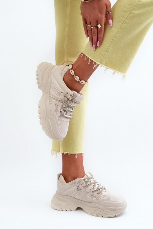 Baskets modèle chaussures à semelles massives tendance m beige Relissa