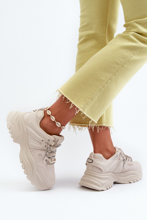 Baskets modèle chaussures à semelles massives tendance m beige Relissa