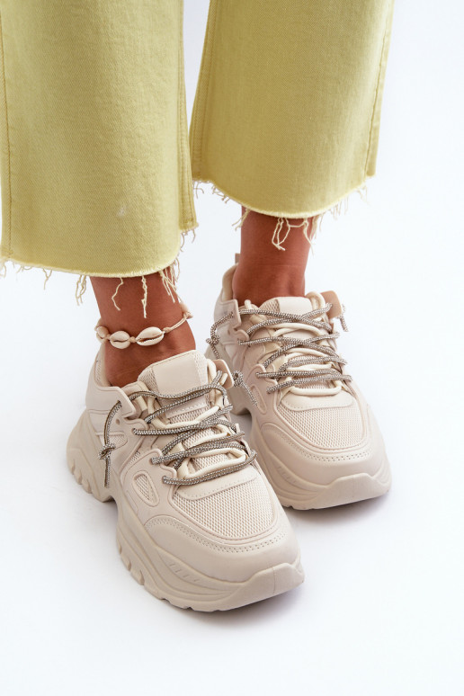 Baskets modèle chaussures à semelles massives tendance m beige Relissa
