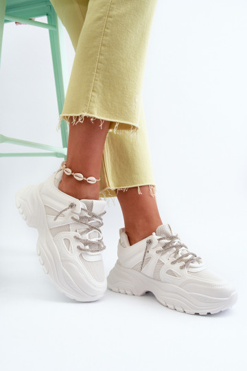 Chaussures modèle baskets à semelles massives à la mode de couleur blanche Relissa 2