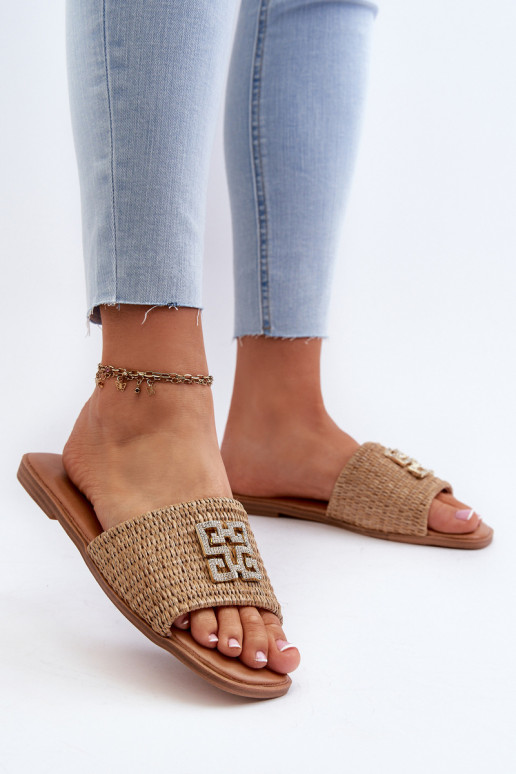 pieds plats Tongs femme beige Omenna