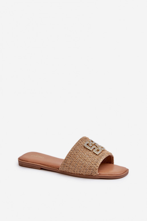 pieds plats Tongs femme beige Omenna