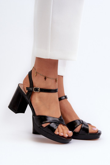 Sandales noires à talons en simili cuir pour femmes Jatine 2