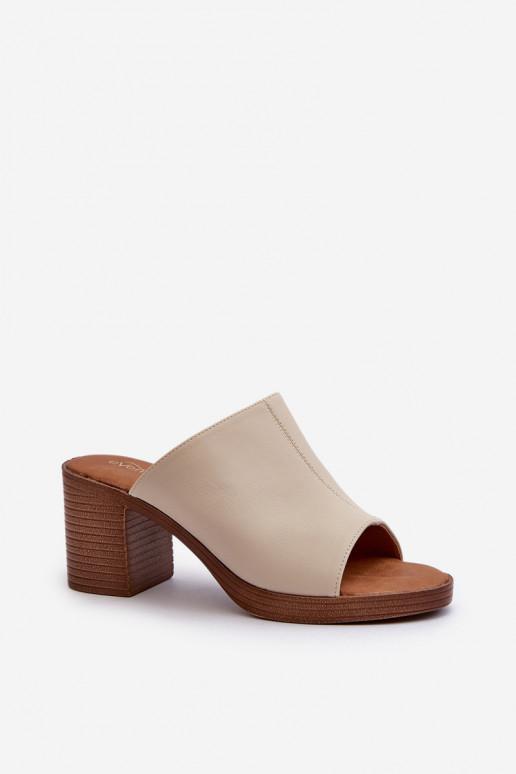 Chaussons femme style élégant à talons couleur beige Varnila