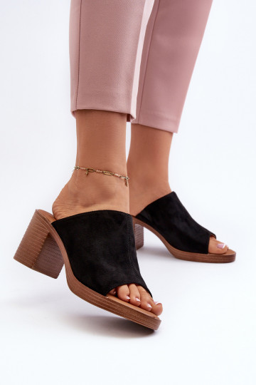 Style élégant Chaussons pour femmes à talons de couleur noire Varnila