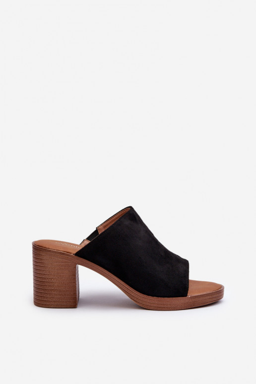 Style élégant Chaussons pour femmes à talons de couleur noire Varnila