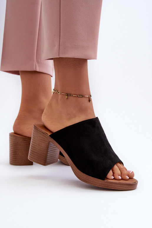 Style élégant Chaussons pour femmes à talons de couleur noire Varnila Style élégant Chaussons pour femmes à talons de couleur noire Varnila