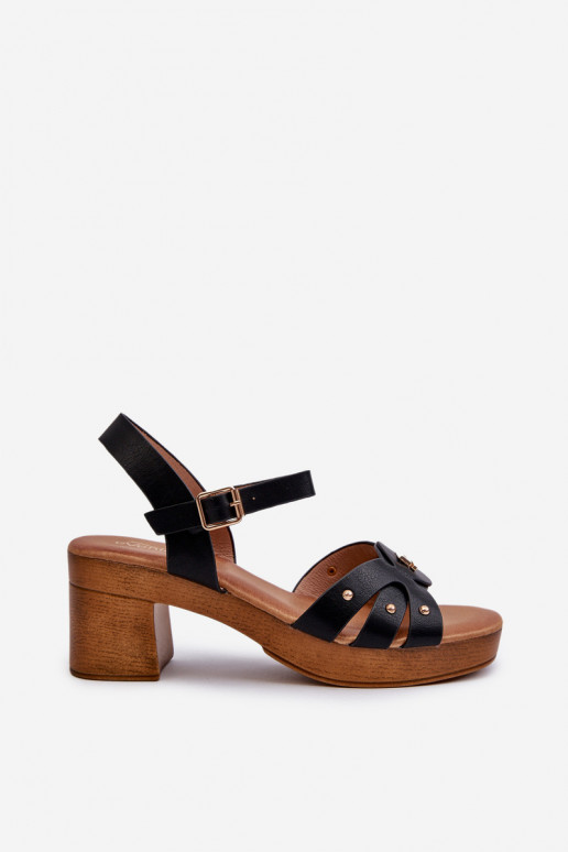 Sandales à talons pour femmes en éco-cuir de couleur noire Assames