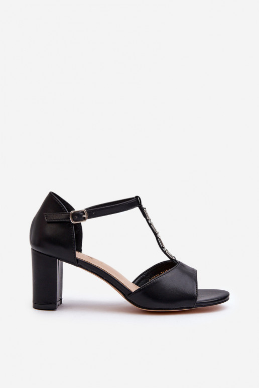 Sandales à talons hauts pour femmes en éco-cuir de couleur noire Triavera