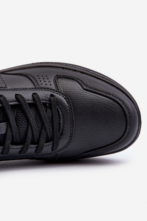 Chaussures modèle baskets avec plateforme en cuir écologique de couleur noire Uziran