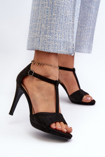 Sandales à talons hauts pour femmes en Eco Suède, Noir Obdaria 2