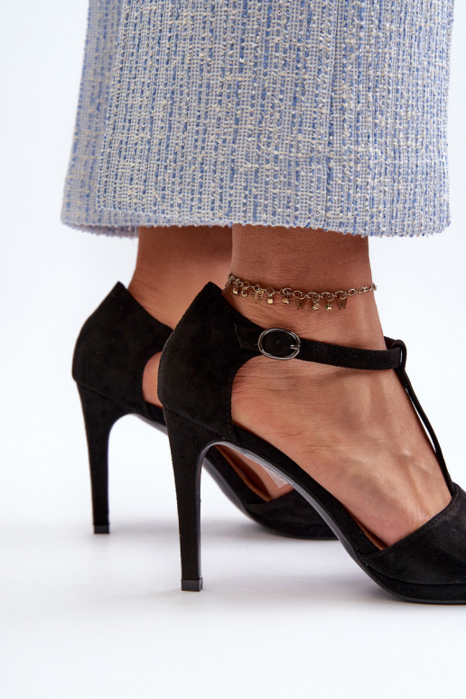 Sandales à talons hauts pour femmes en Eco Suède, Noir Obdaria